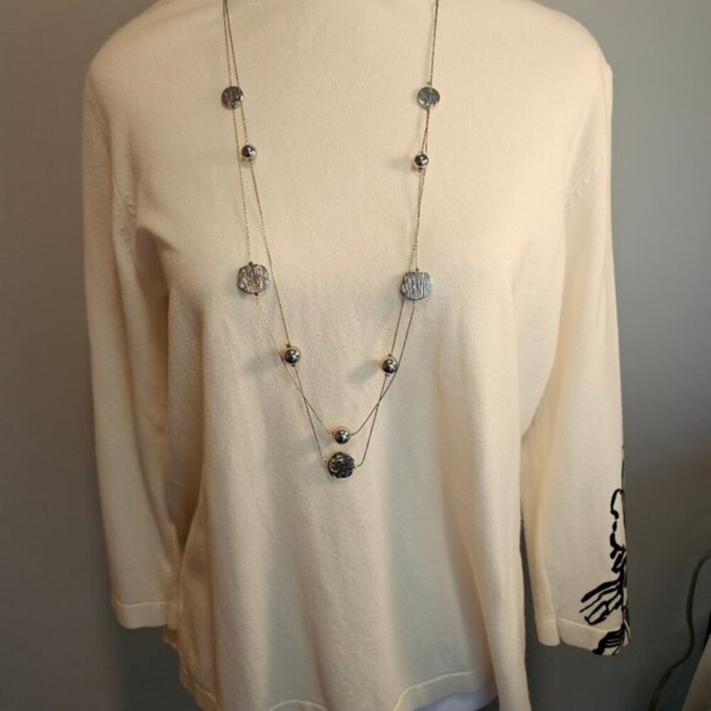 Two Strand Silver Tone 36 Inch Necklace
